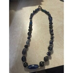 Vintage Czech & German Glass "Moody Blues" Statement Necklace Artisan Handmade